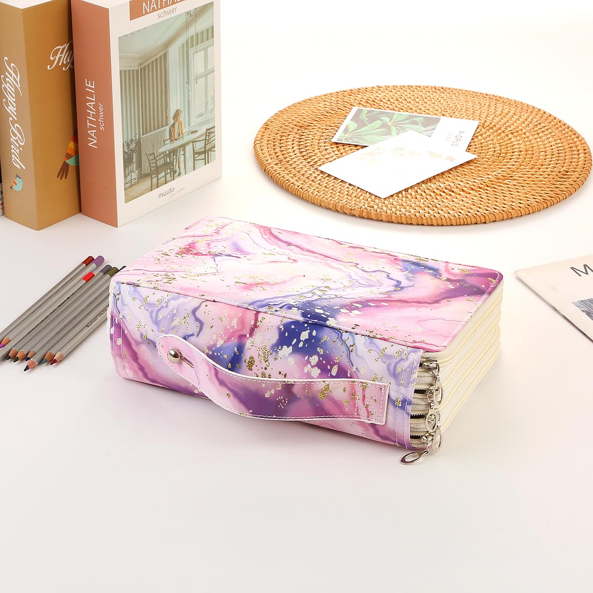 Lbxgap 200 Slots Colored Pencil Case Organizer, 4 Layer Bag