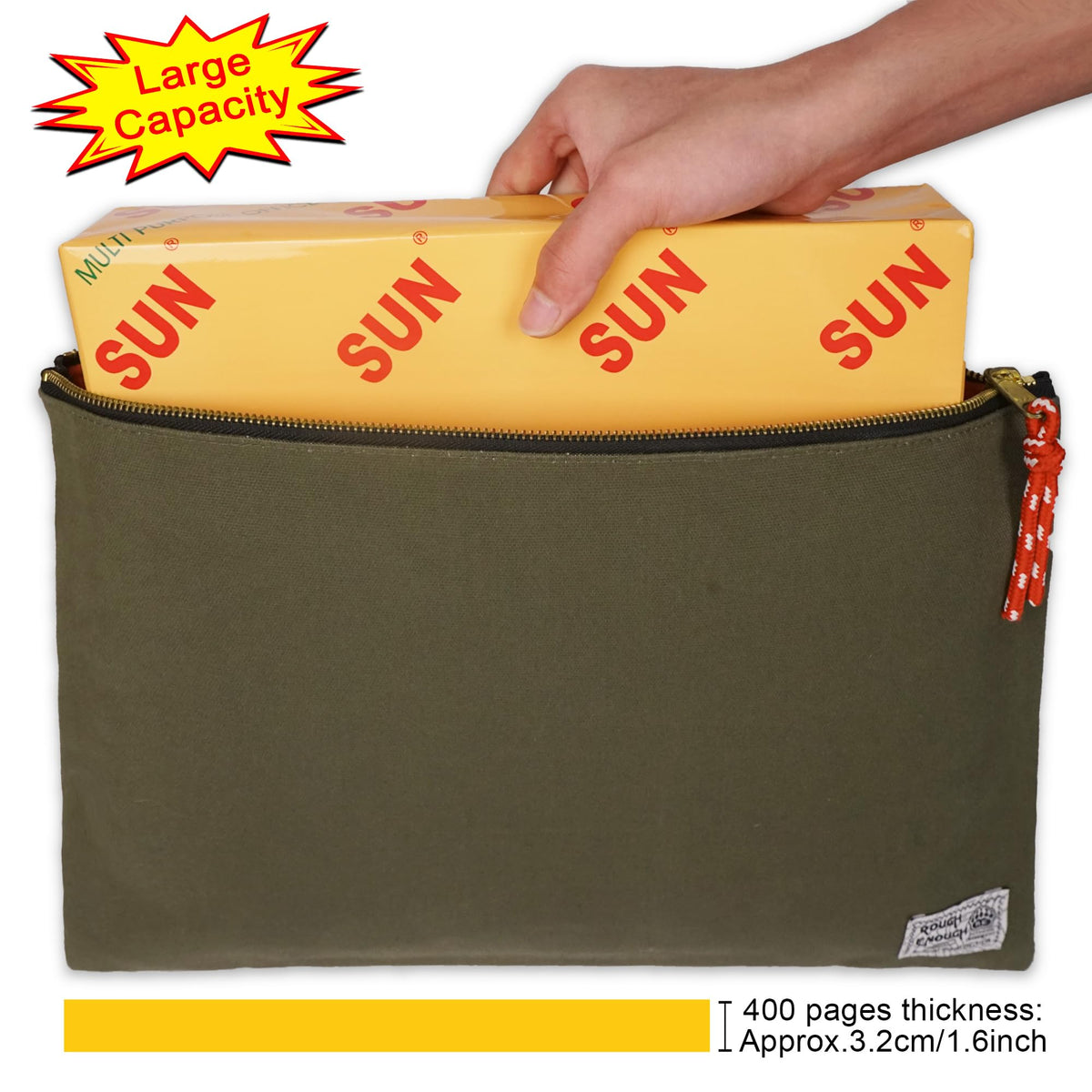 Rough Enough Important Document Storage, File Folder Organizer Pouch Green