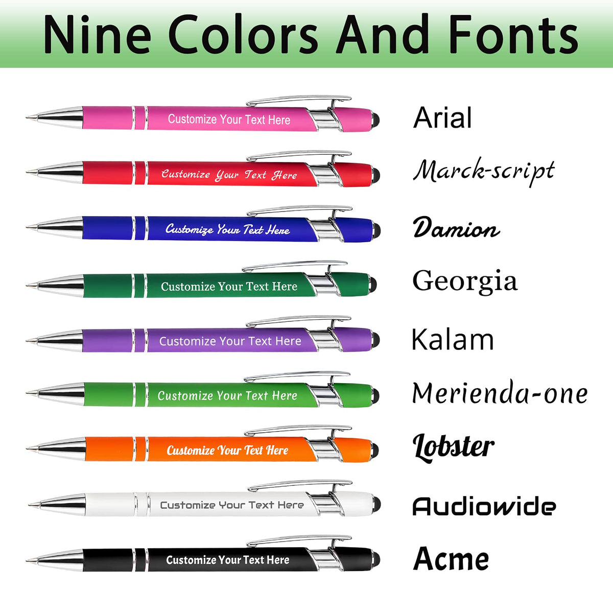 Qingxily Up to 300 Pcs Custom Pens Bulk Personalized Pens with Free Engraving Customized Stylus