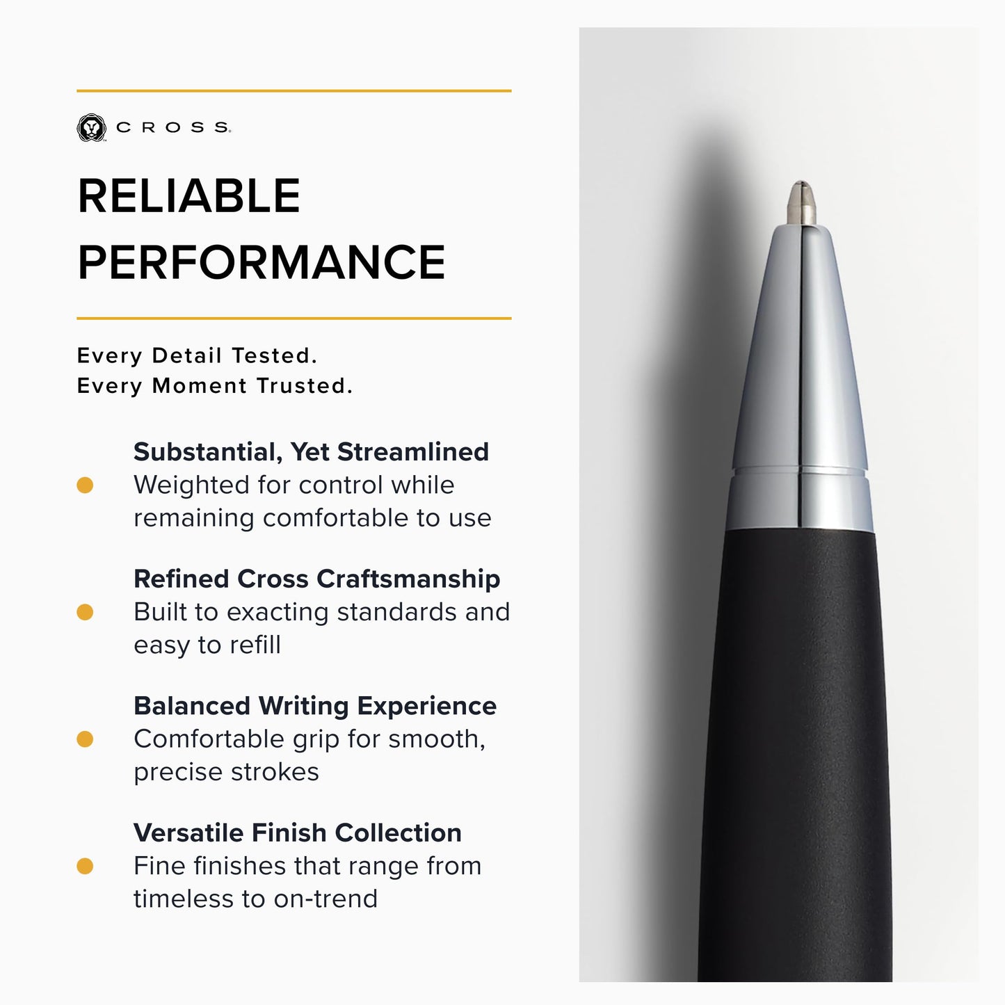 Cross Calais Ballpoint Pen, Matte Black, Medium Point, Black Ink