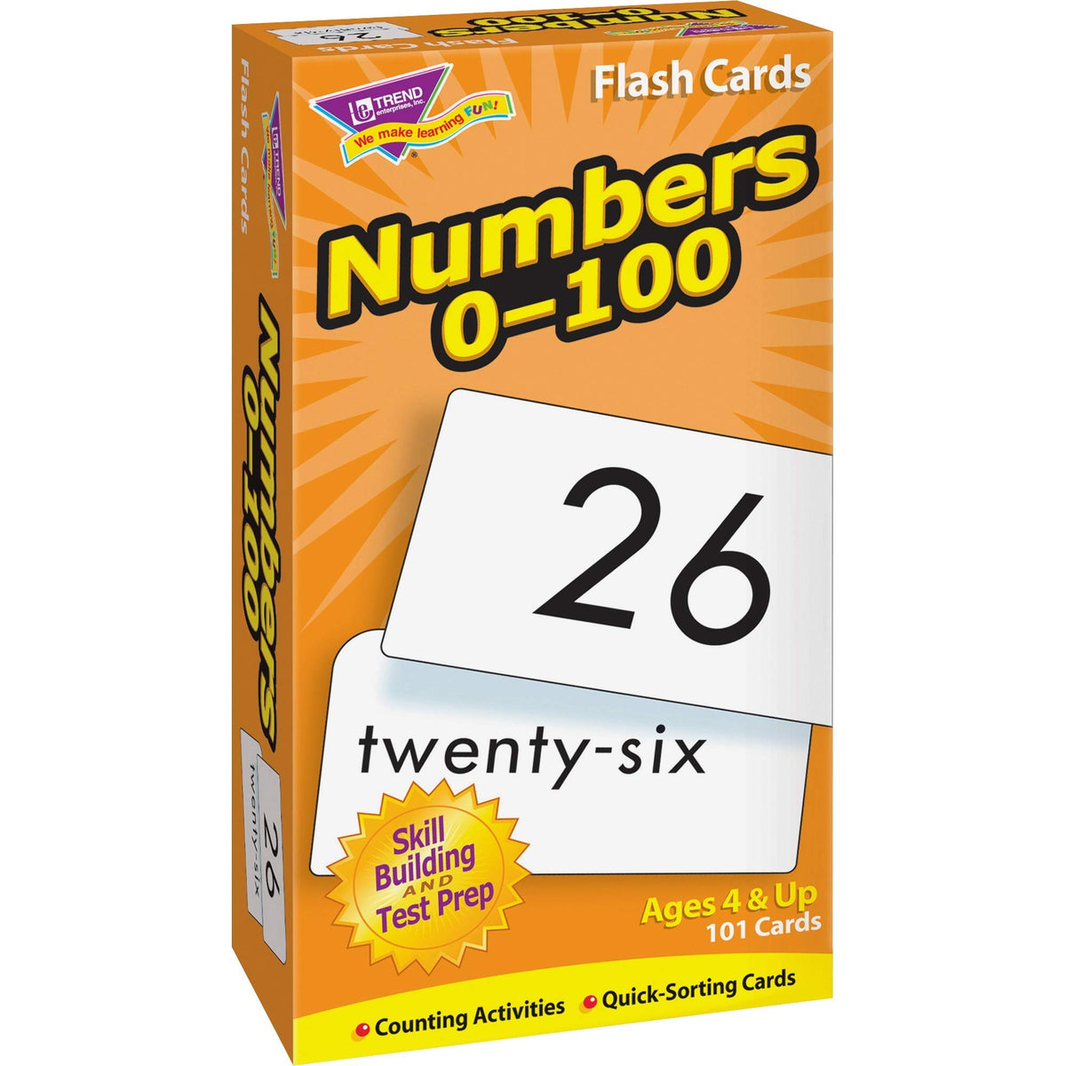 Trend Enterprises Numbers 0-100 Skill Drill Flash Cards, 101 Math Cards