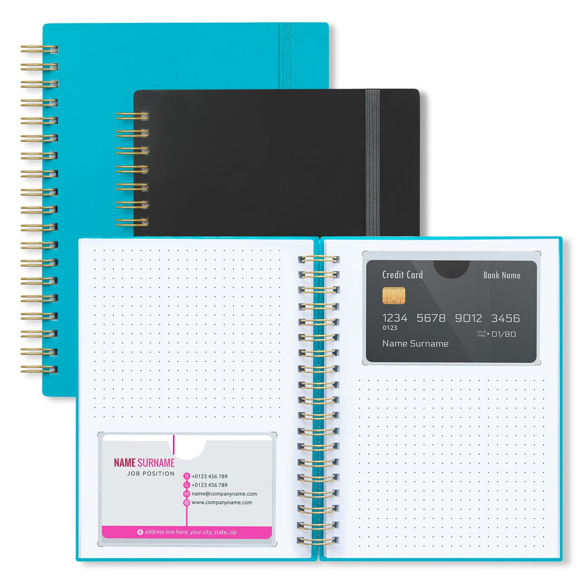 OneSky Business & Credit Card Organizer Book with Notes, 64 Slots * 2 Pack
