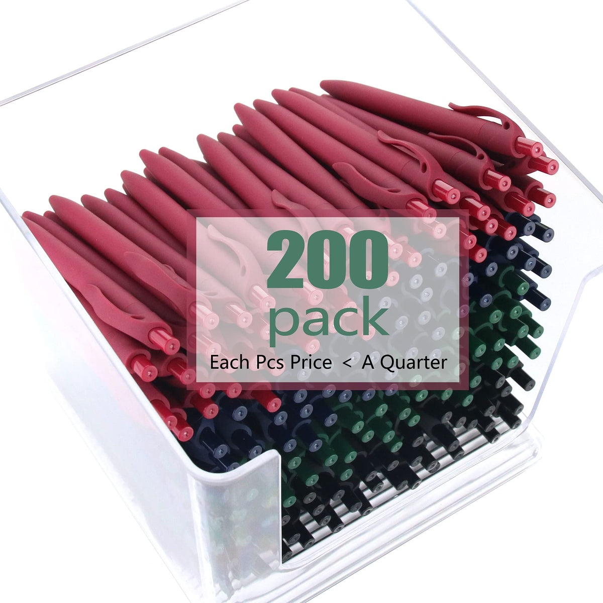 deegtran Pens Bulk, 200 Pack No Bleed Orange Barrel Click Pens, Wholesale Retractable Ballpoint