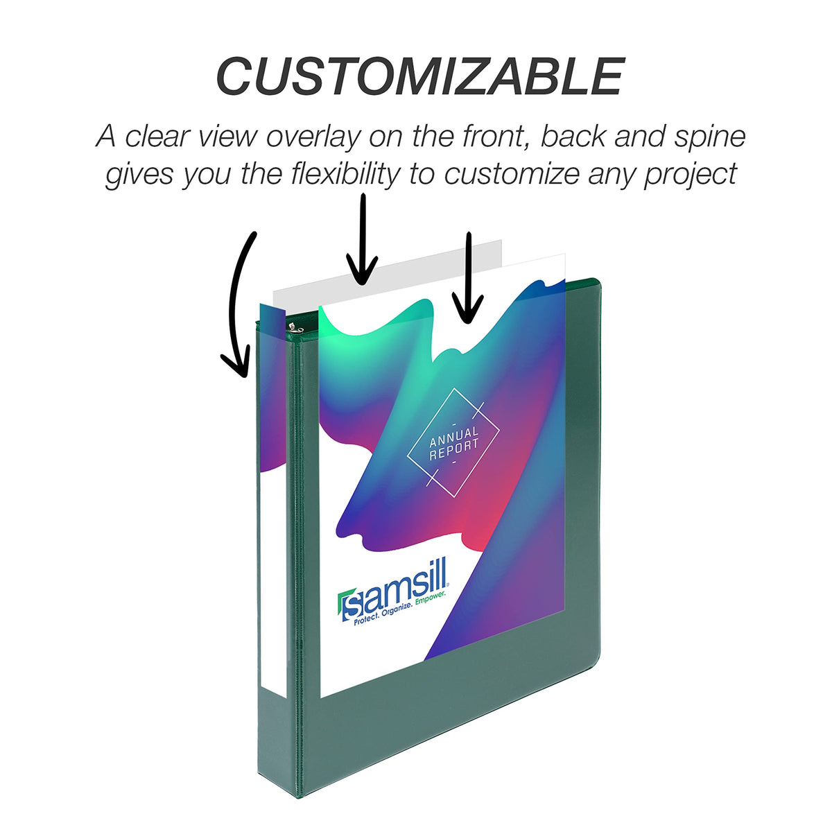 Samsill Durable 1 inch 3 Ring Binder, D Ring Binder, 100% Recycled Chipboard, Green, 4 Pack