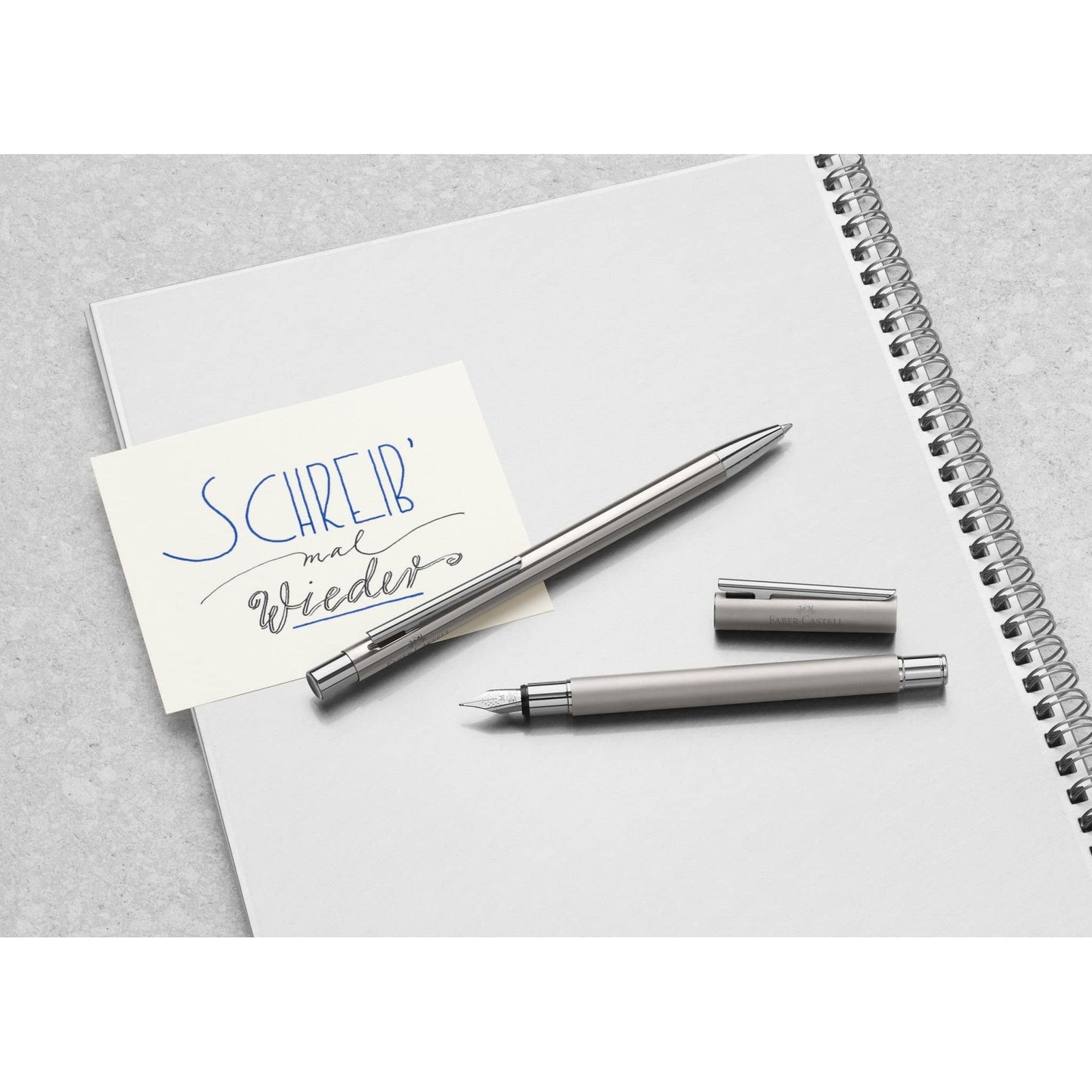 Faber-Castell NEO Slim Fountain Pen, Matte Stainless Steel - Extra Fine