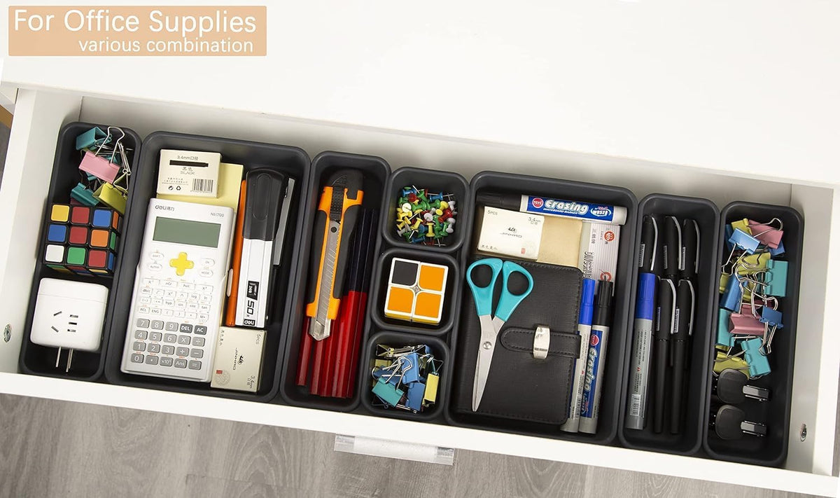 Kutesna 25PCS Interlocking Drawer Organizer, Plastic Desk Organizer Set