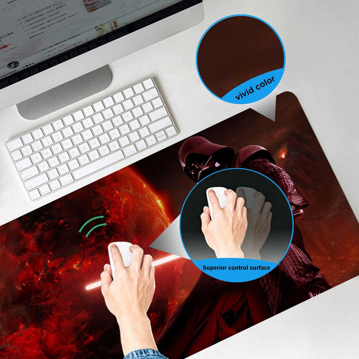 Large Gaming Mouse Pad Red Custom Mouse Pads,Mousepad with Anti-Slip Rubber Base and Stitched Edges