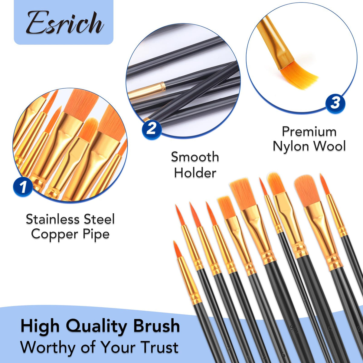 ESRICH 240PCS Paint Brushes, Paint Brush for Acrylic Painting
