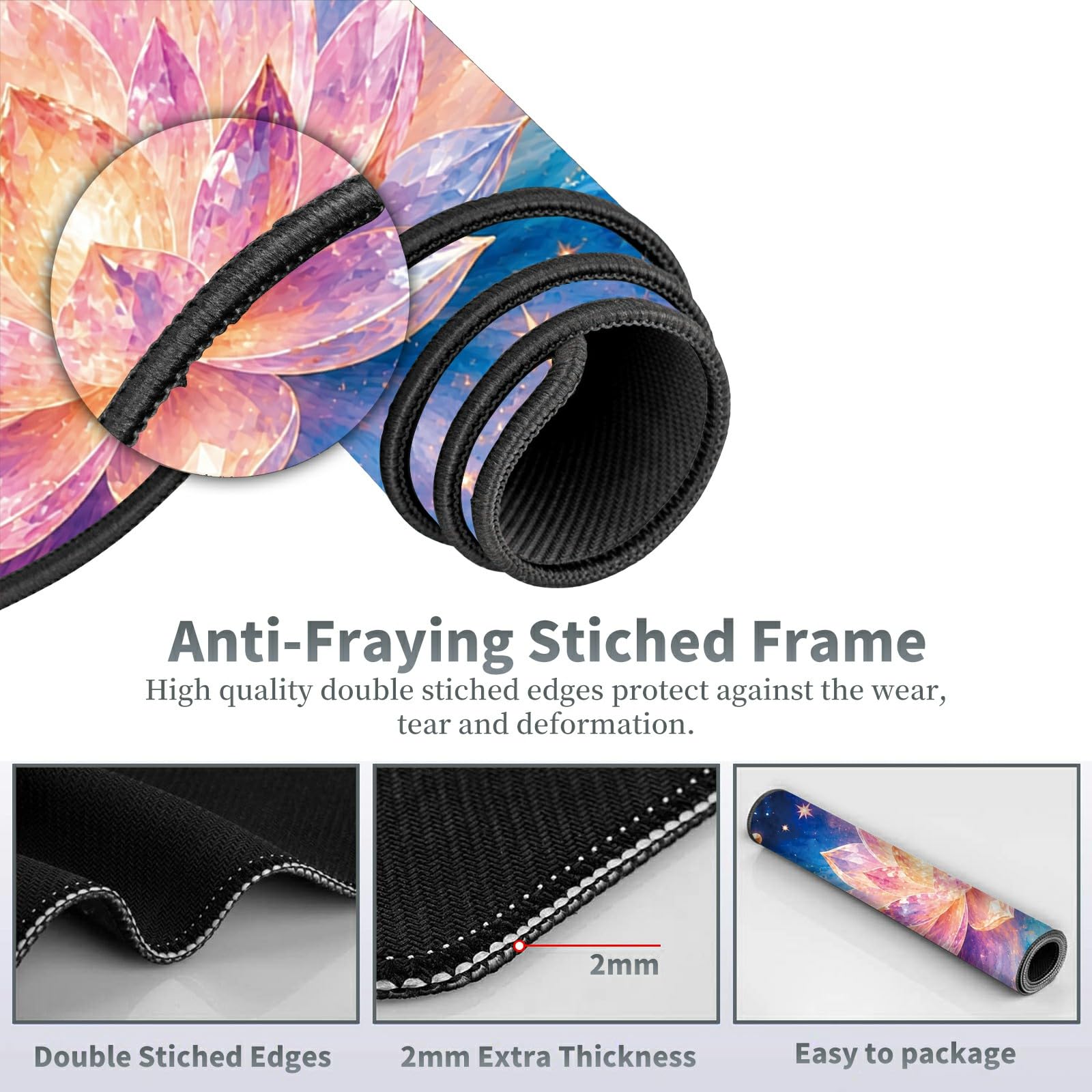 Cosmic Crystal Lotus Large Mouse Pad, 31.5 x 11.8 in Extended Desk Mat