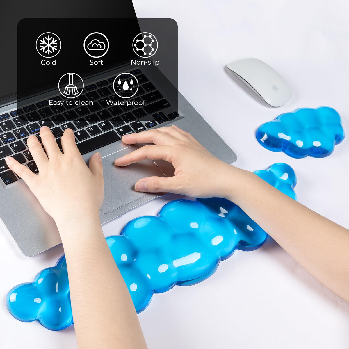 ABRONDA Gel Cloud Keyboard & Mouse Wrist Rest Set - Cloud Keyboard Wrist Rest Pad & Mouse Support