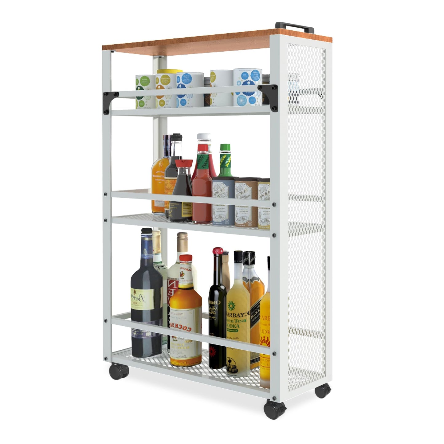 fusehome 3-Tier Rolling Cart Slim - White Laundry Bathroom Kitchen