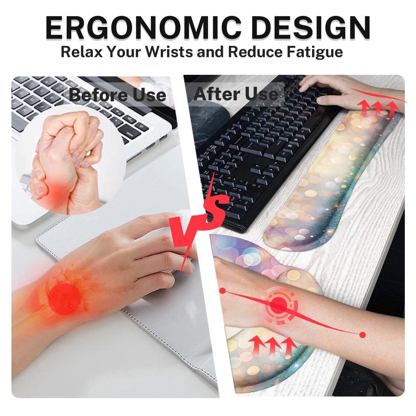 Britimes Ergonomic Mouse Pad Set with Wrist Rest, Glitter Gold