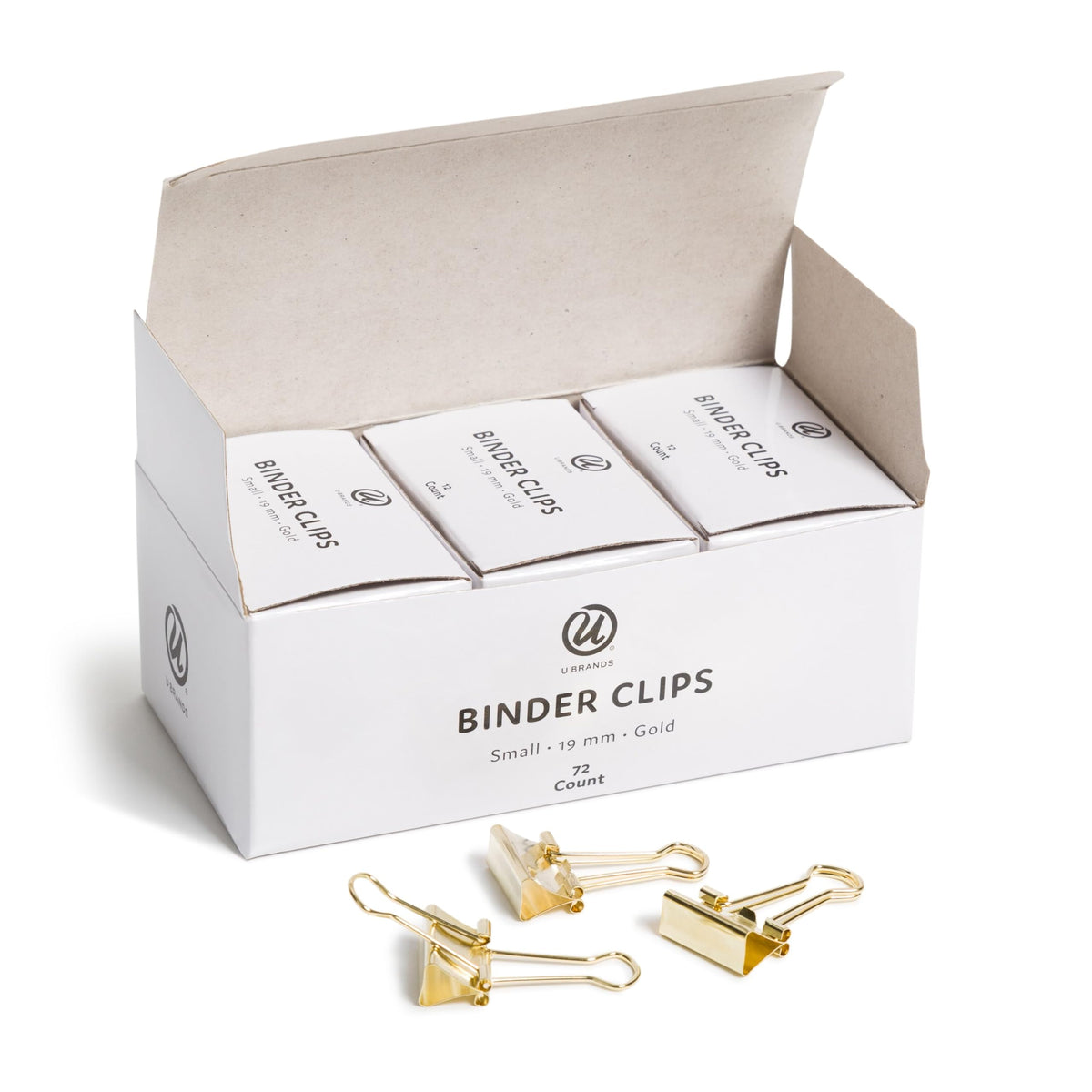 U Brands Binder Clips, 72-Count, 3/4 Inch, Mini Paper Clamps, Gold
