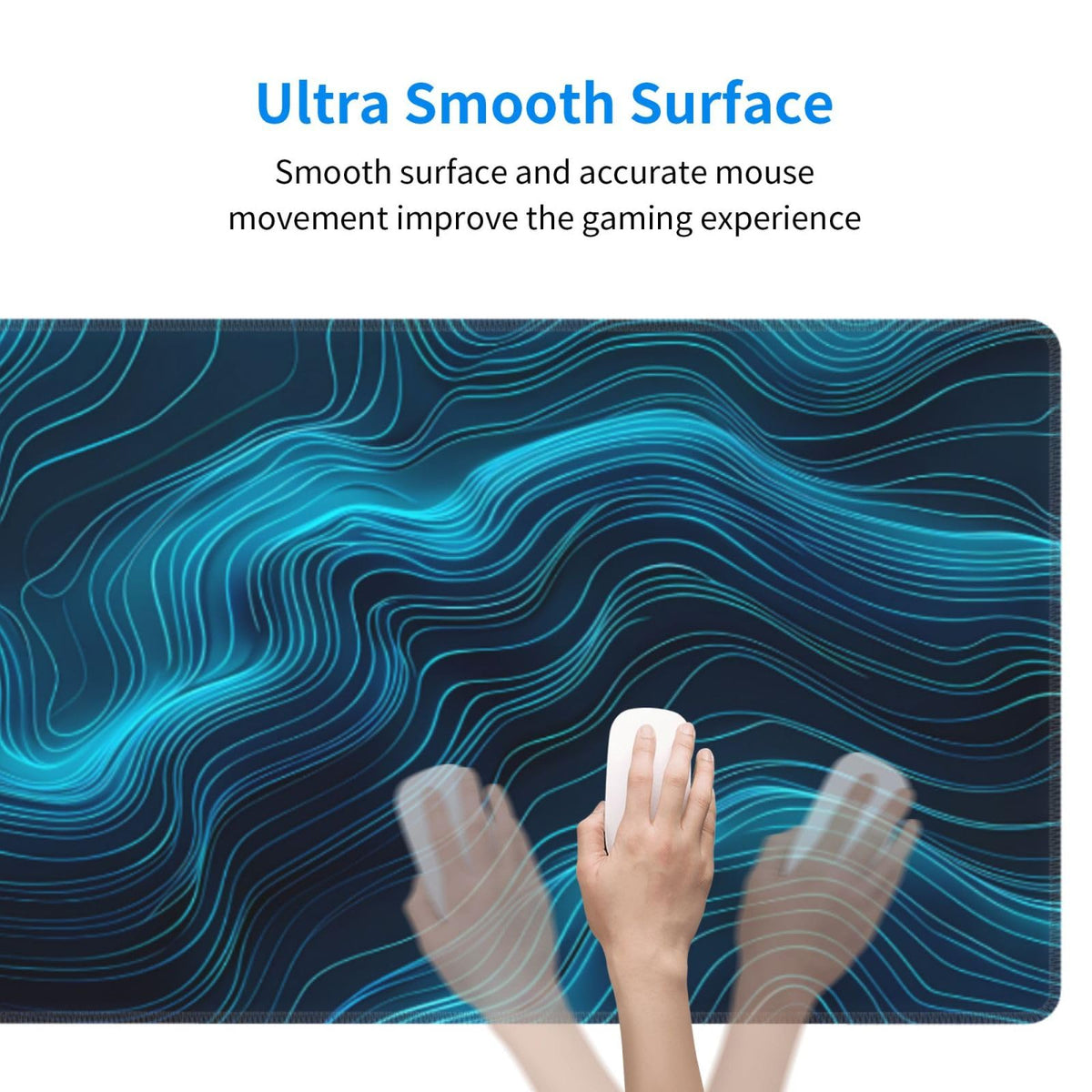 Keebik Gaming Mouse Pad, Black Teal Blue Mouse Pad 11.8x23.6 Inch Large Extended Computer Mouse Mat