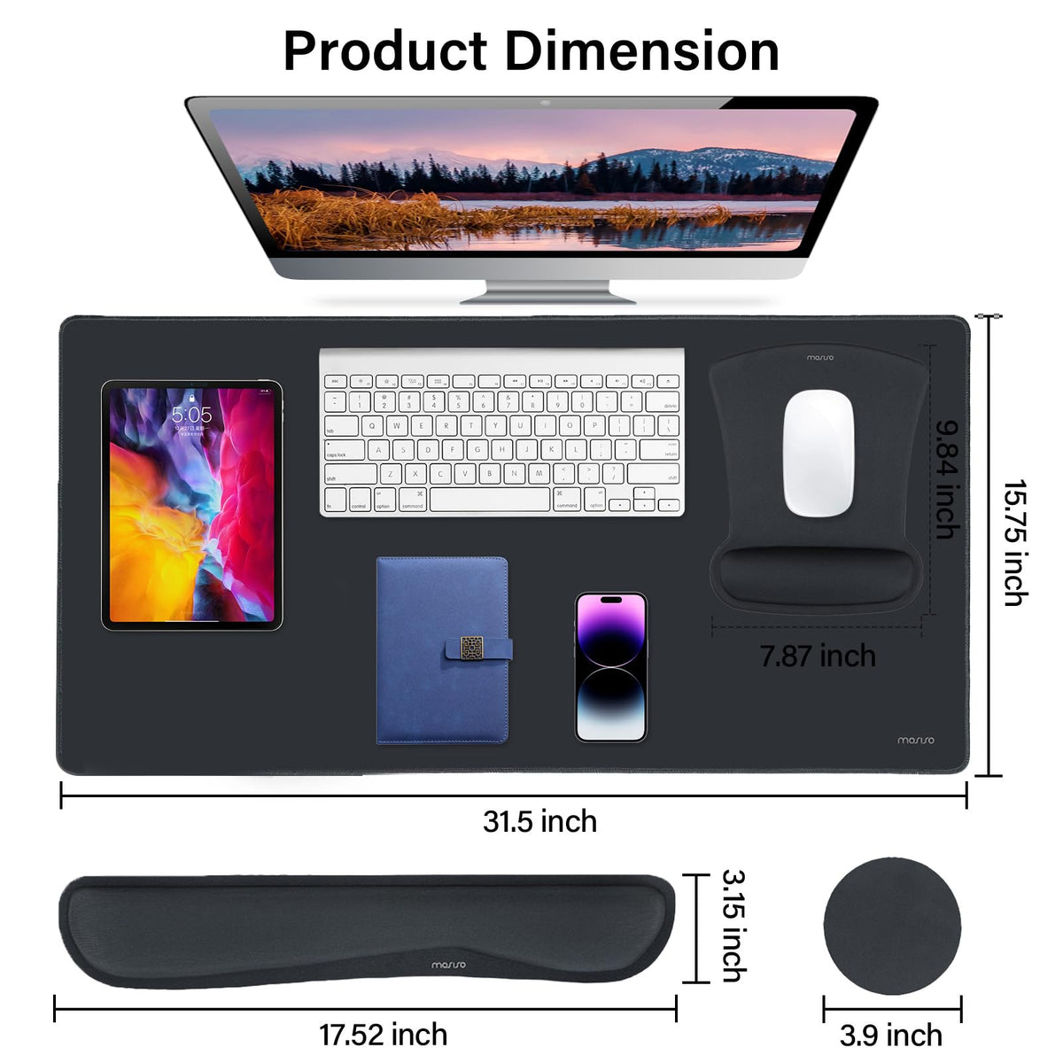 MOSISO Keyboard Mouse Pad Set, Large Gaming Mousepad&Keyboard Wrist Rest
