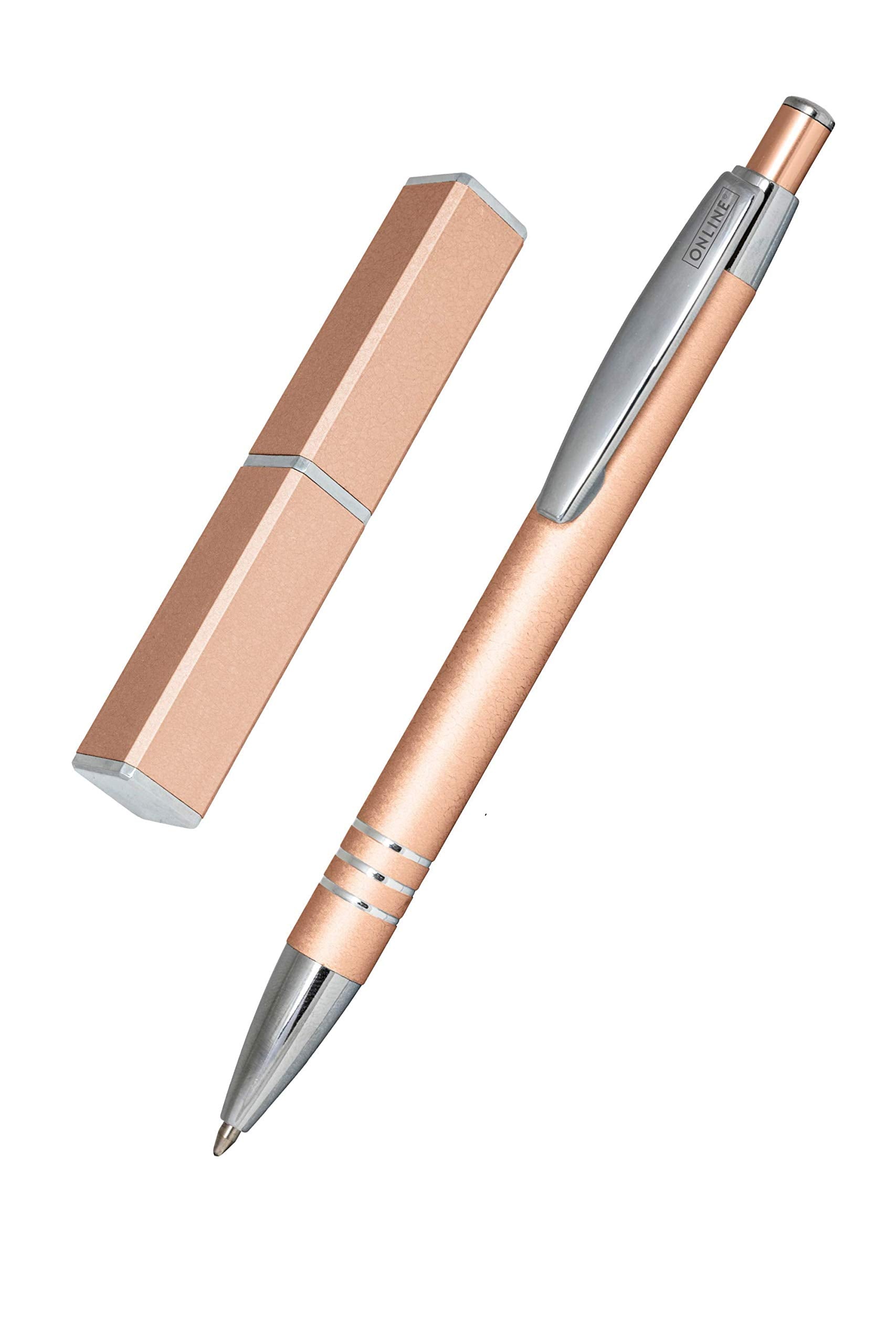Online ballpoint pen rosegold, noble metal biro, colour black