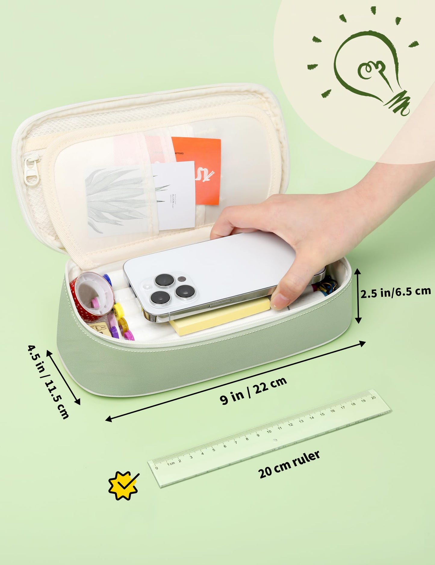 SUNEE Cute Pencil Case, Aesthetic Pen Pouch, Colored Large Pencil Bag with Zipper, Kawaii