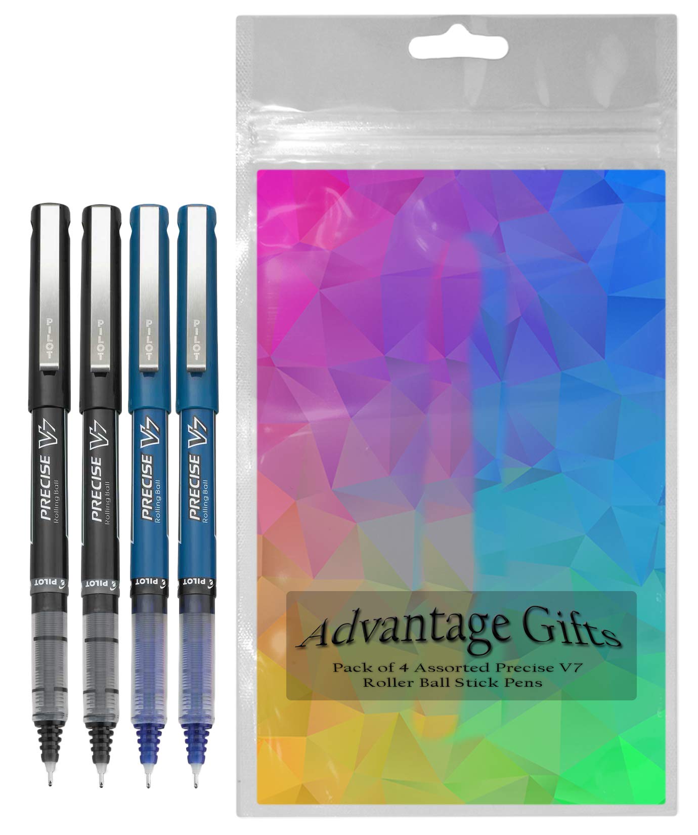 Advantage Gifts Precise V7 Stick Rolling Ball Pens, Fine Point (.7mm), Assorted Colors Black/Blue