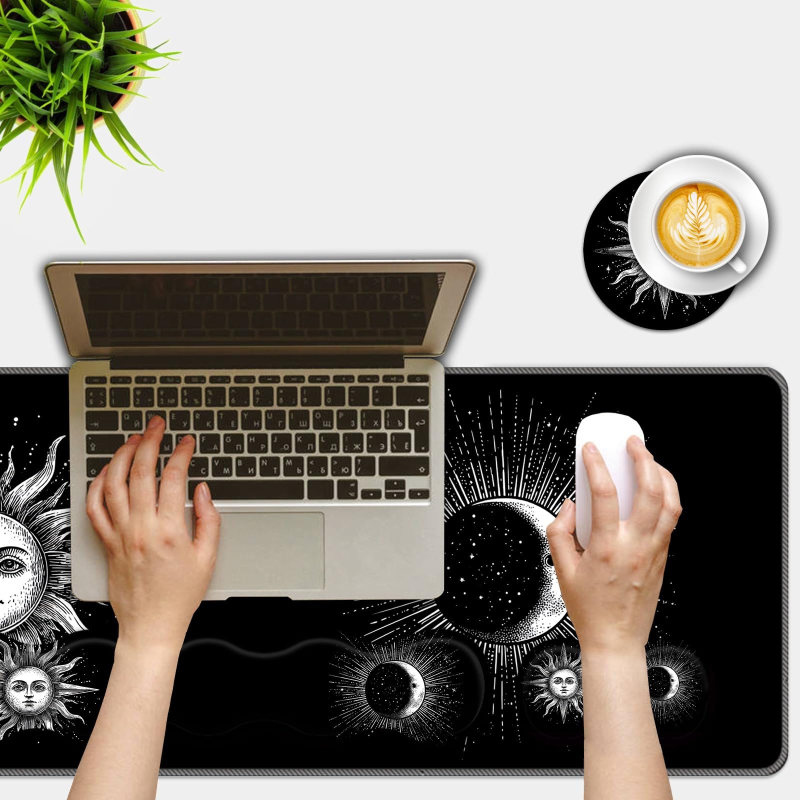FGDRFGRW Mouse Pad Set,(31.5×11.8 in) Desk Pad + Keyboard Wrist Rest Support + Mouse Wrist Rest +