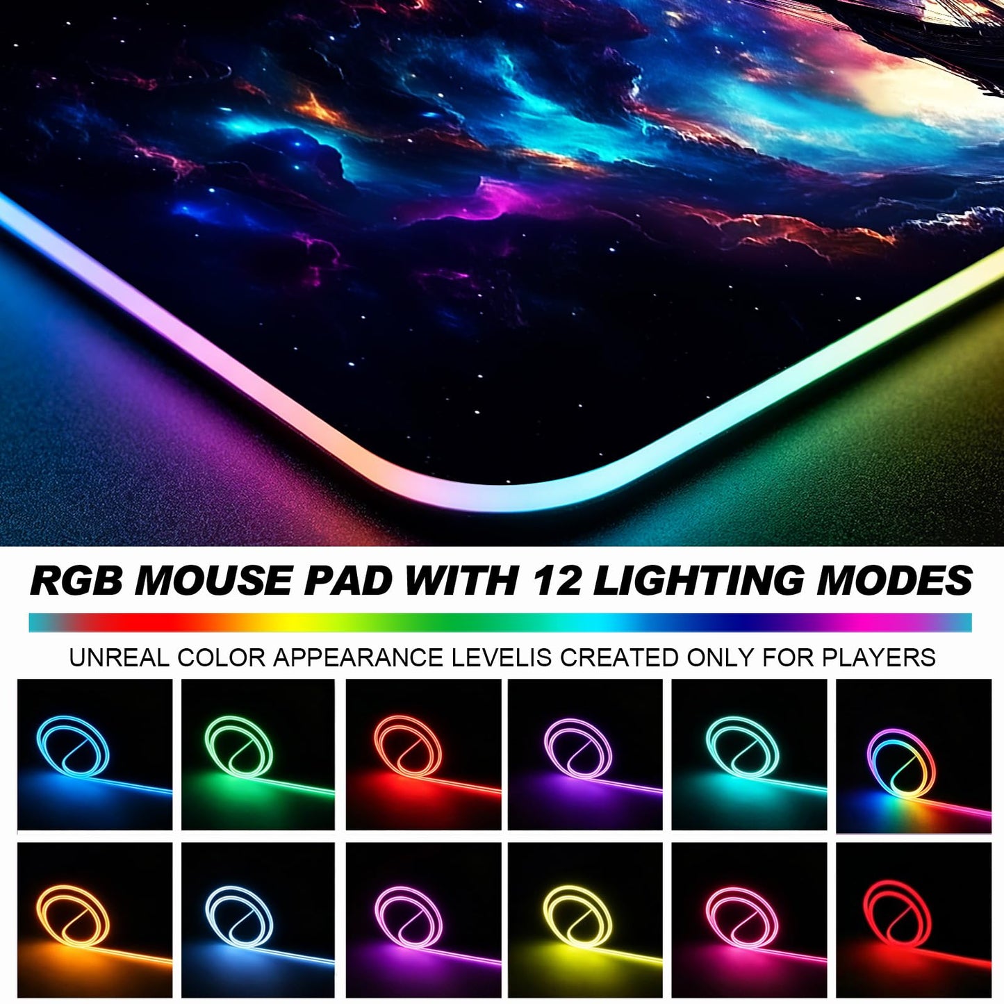 JIANG100 RGB Fantasy Nebula Pirate Ship Gaming Desk Mat & Mouse Pad, XL