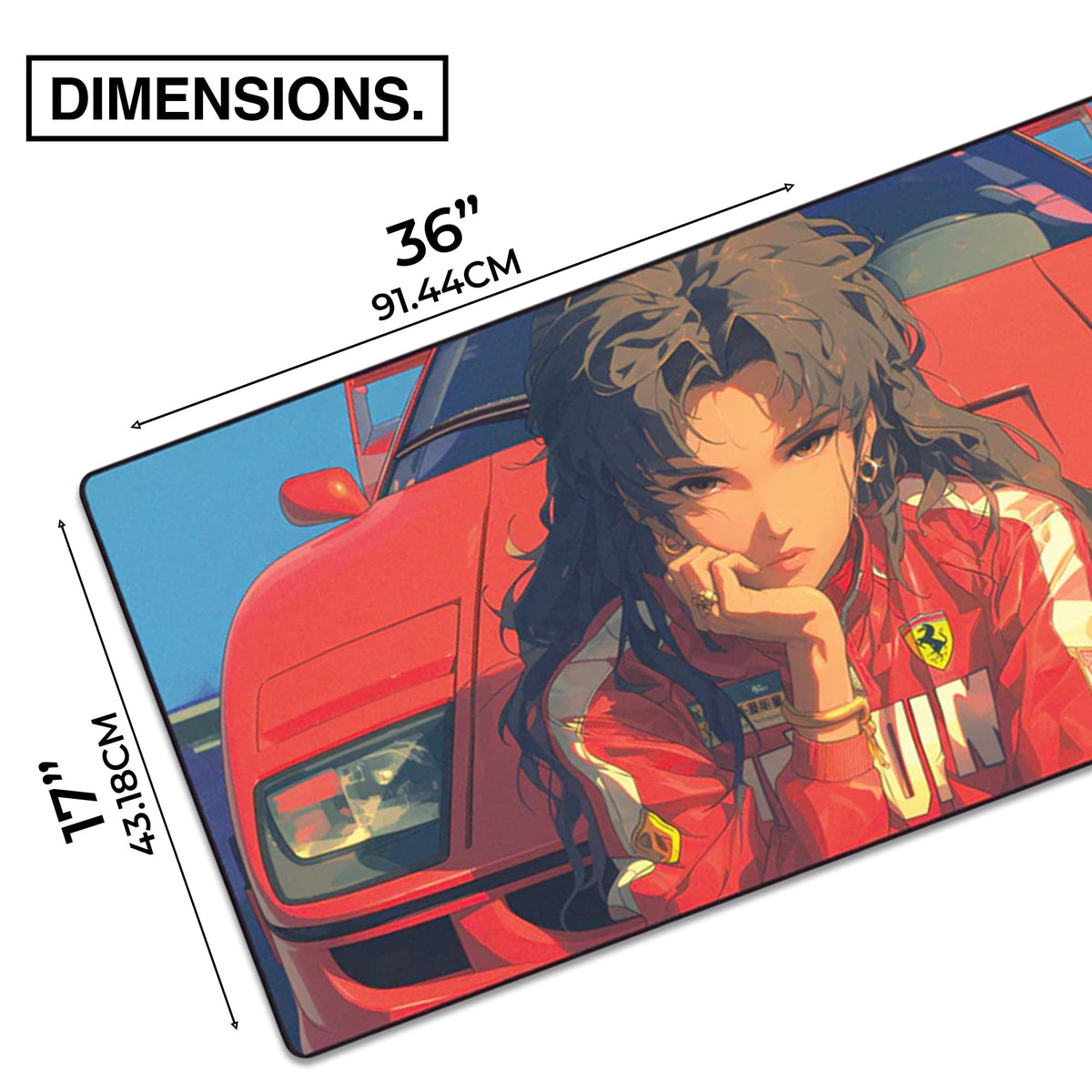 MPCO. Fayes-Ferrari Gaming Desk Pad, 36" x 17" Duraglyde Fabric Desk Mat