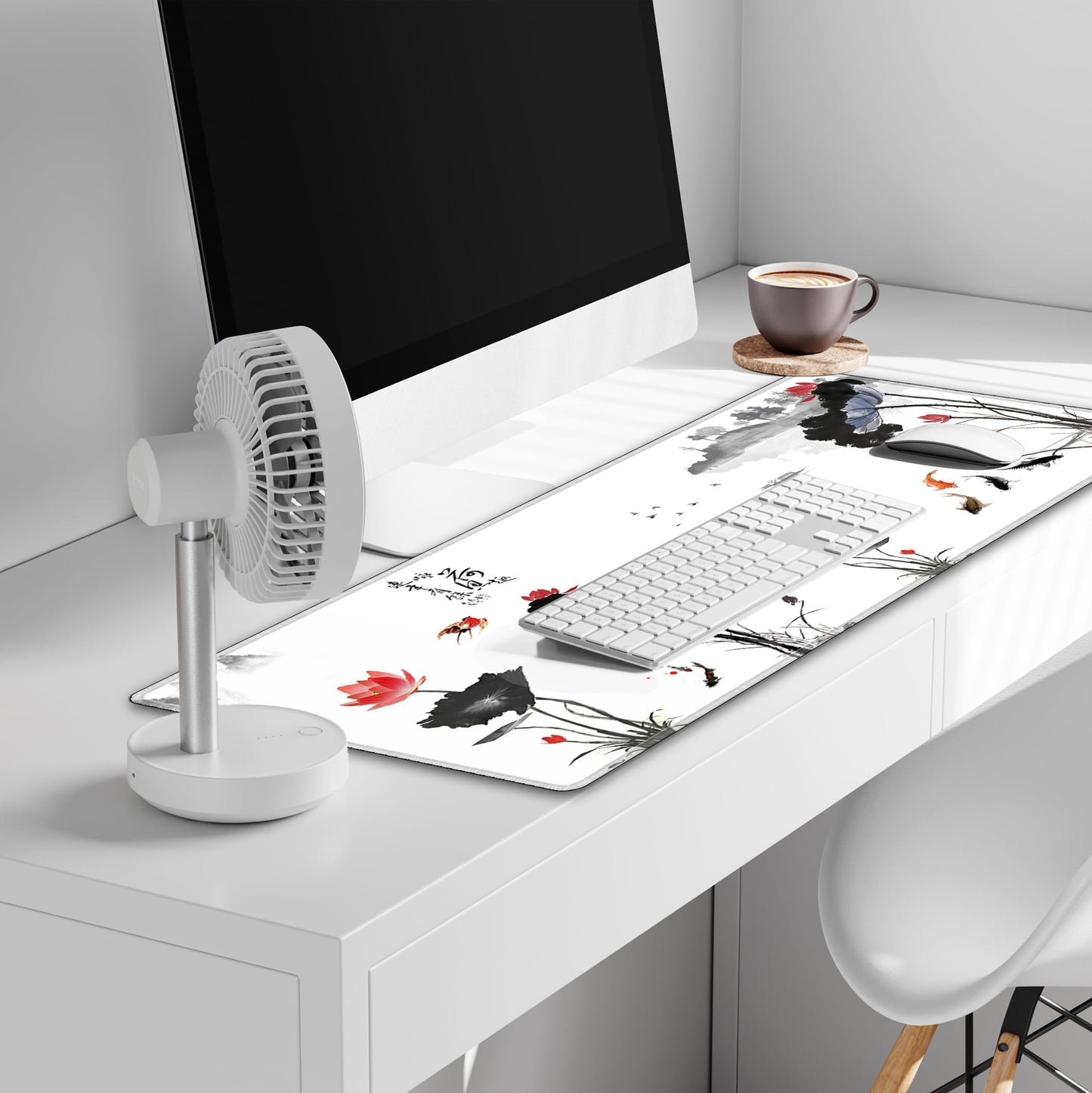 LL-COEUR XXL Landscape Gaming Mouse Pad Computer Keyboard Mat Office Desk Pad (Lotus, 35.4" x 15.7"