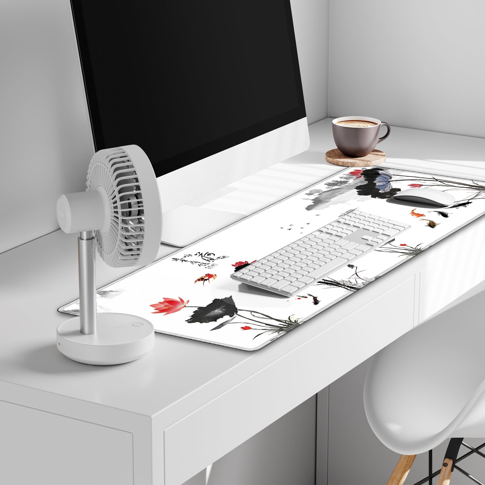 LL-COEUR XXL Landscape Gaming Mouse Pad Computer Keyboard Mat Office Desk Pad (Lotus, 35.4" x 15.7"