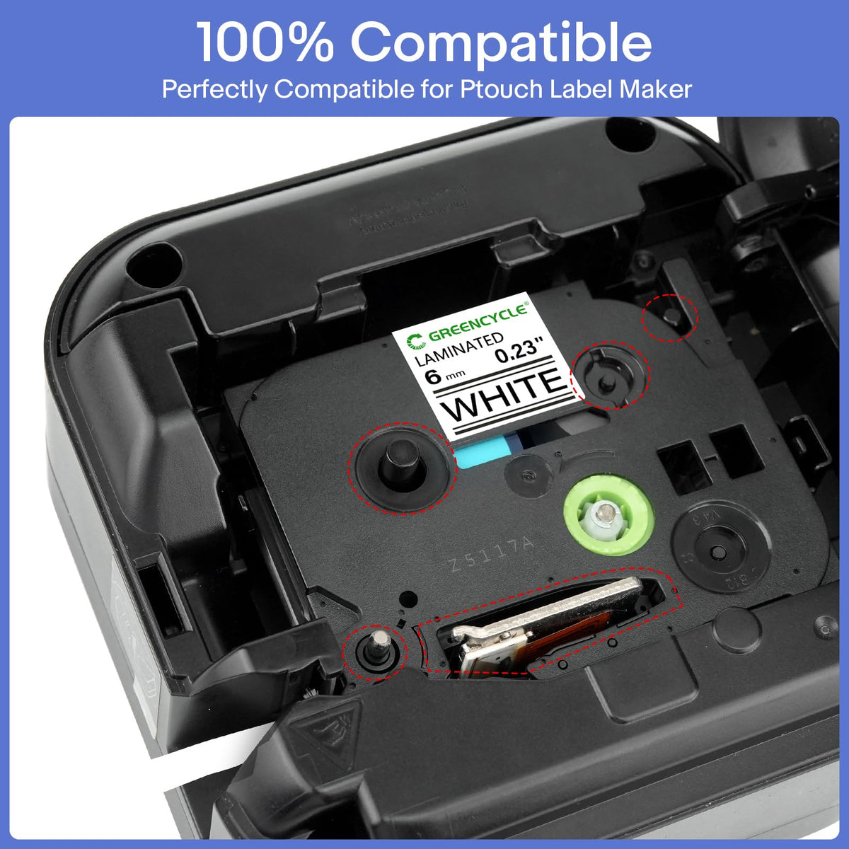 GREENCYCLE Compatible for Brother P-Touch Label Tape TZe-111 TZe-211 TZe-315 6mm 0.23" Laminated