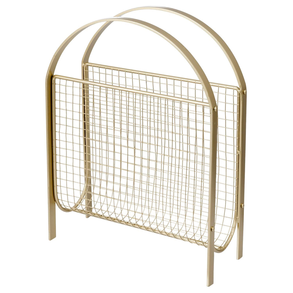 MyGift Mid Century Brass Tone Metal Mesh Magazine Rack Storage Basket