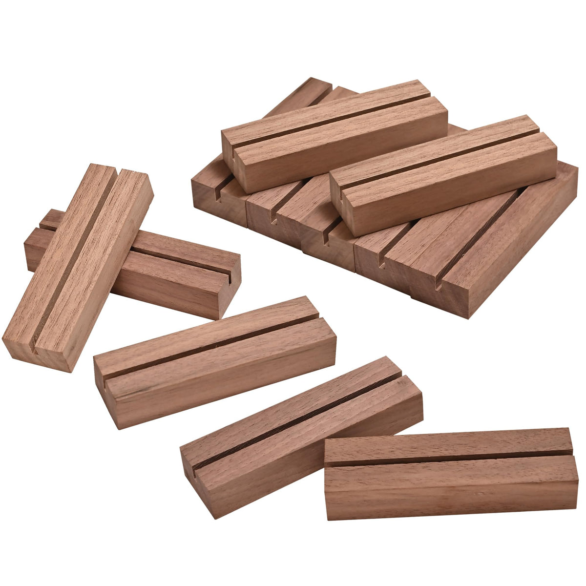 WILLOWDALE 12Pcs Walnut Place Card Holders for Table, Table Number Holders