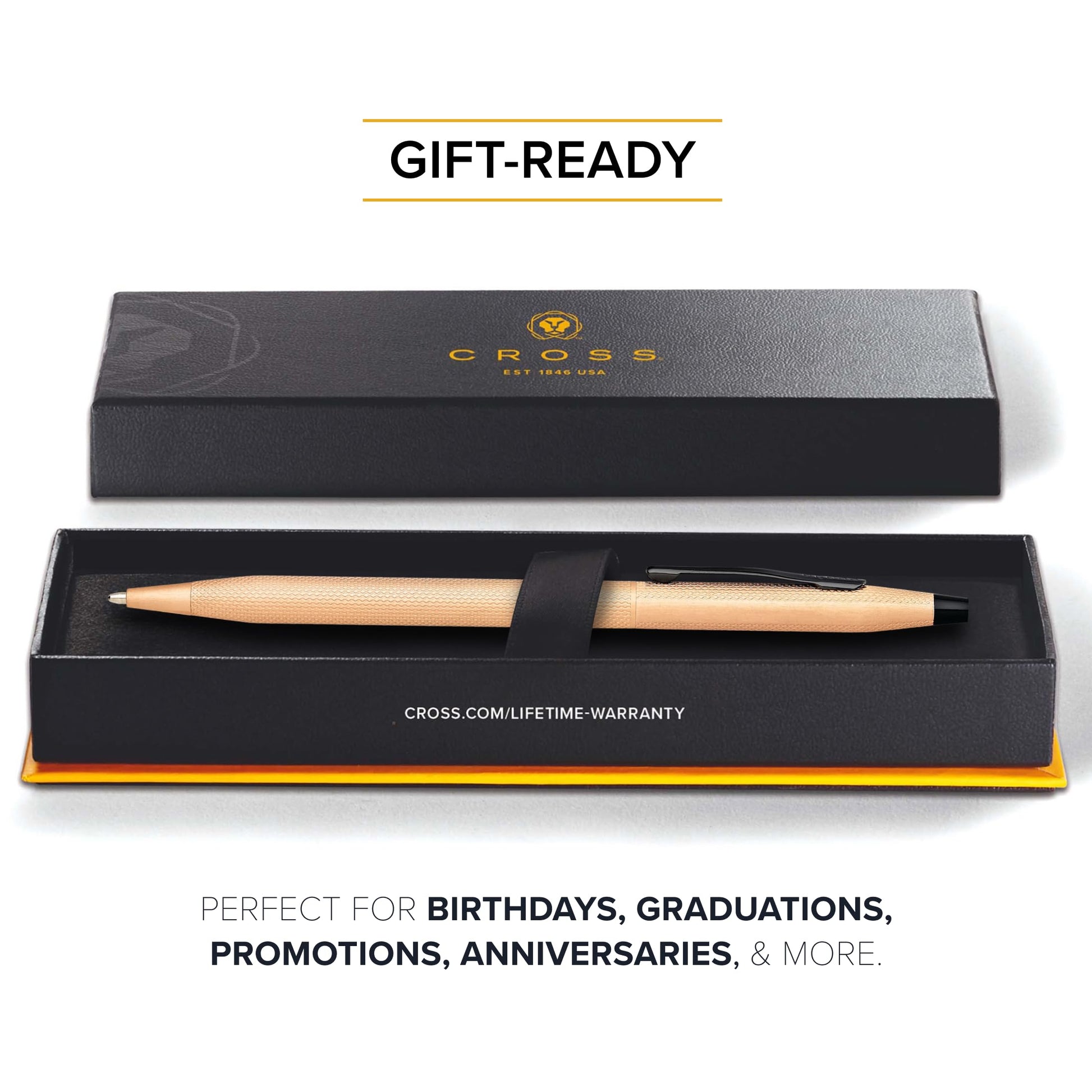 Cross Classic Century Brushed Rose-Gold PVD Ballpoint Pen, Black Ink