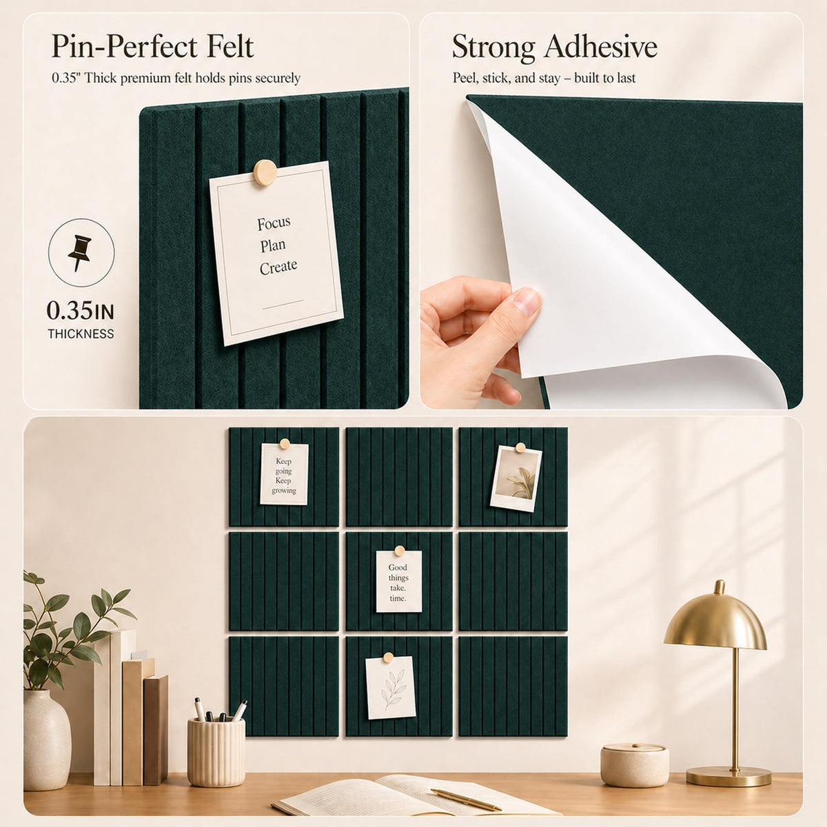 Baysola Stripe Felt Bulletin Board Tiles, Cork Board Alternative 48 x 36 in