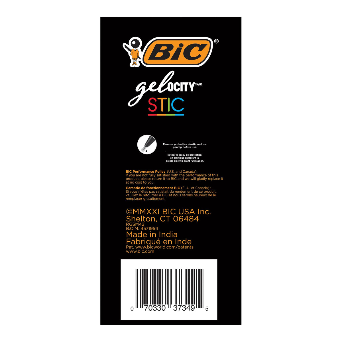 BIC Gel-ocity Smooth Stic Gel Pens, 42-Count, Medium Point, 0.7mm