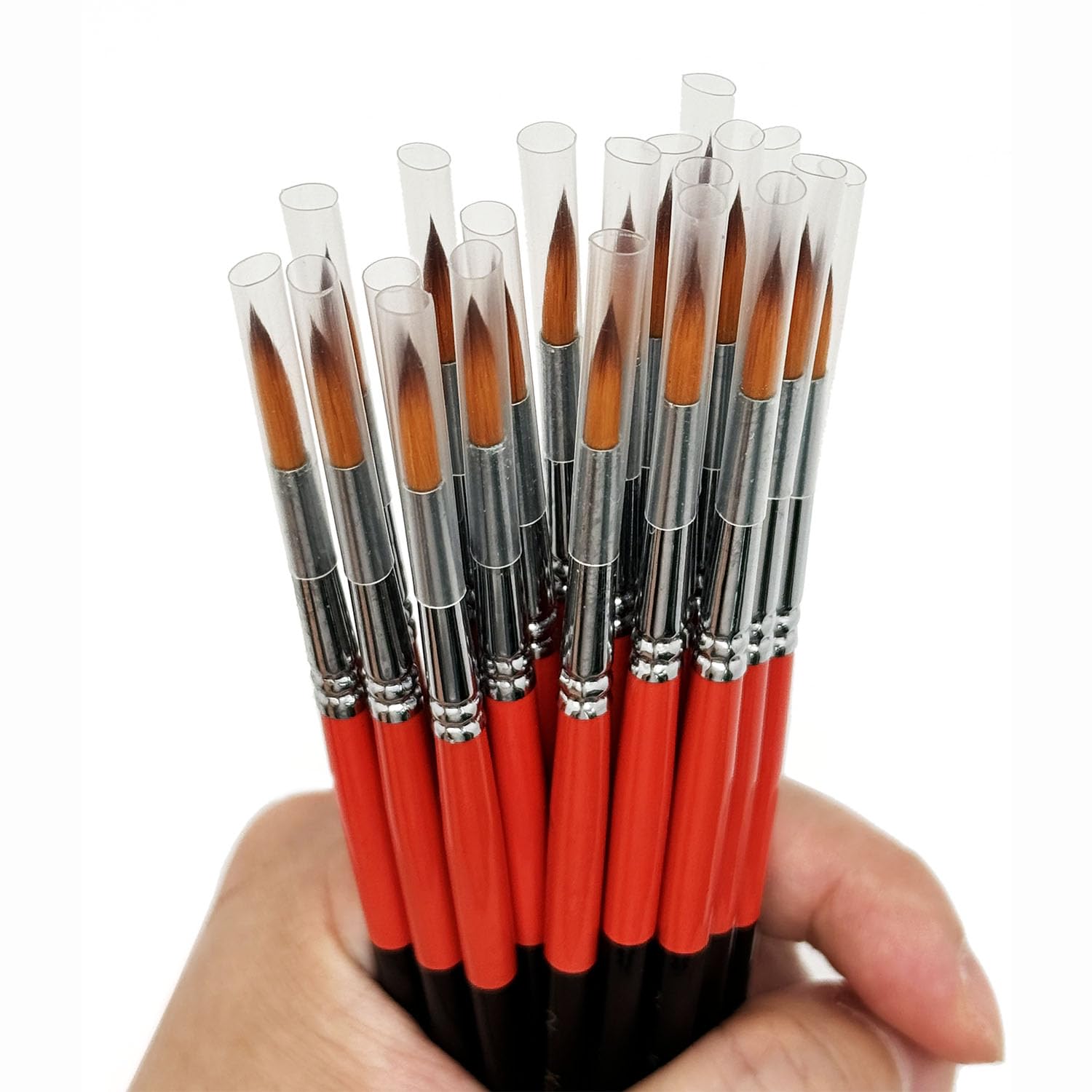 Size #2 Pointed Round Paint Brush Set of 20, Premium Taklon Synthetic Hair