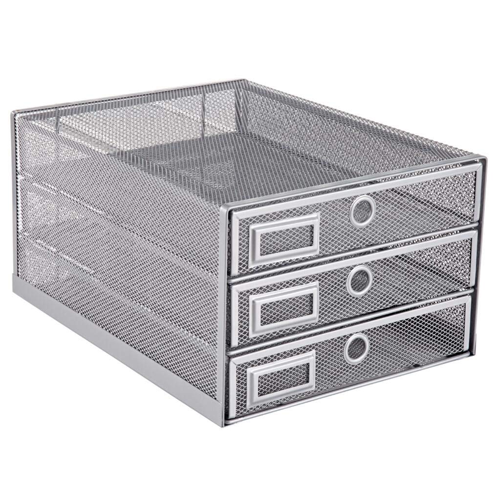 Annova Desk Organizer Wire Mesh 3 Tier Sliding Drawers Paper Sorter/Multifunctional/Premium Solid