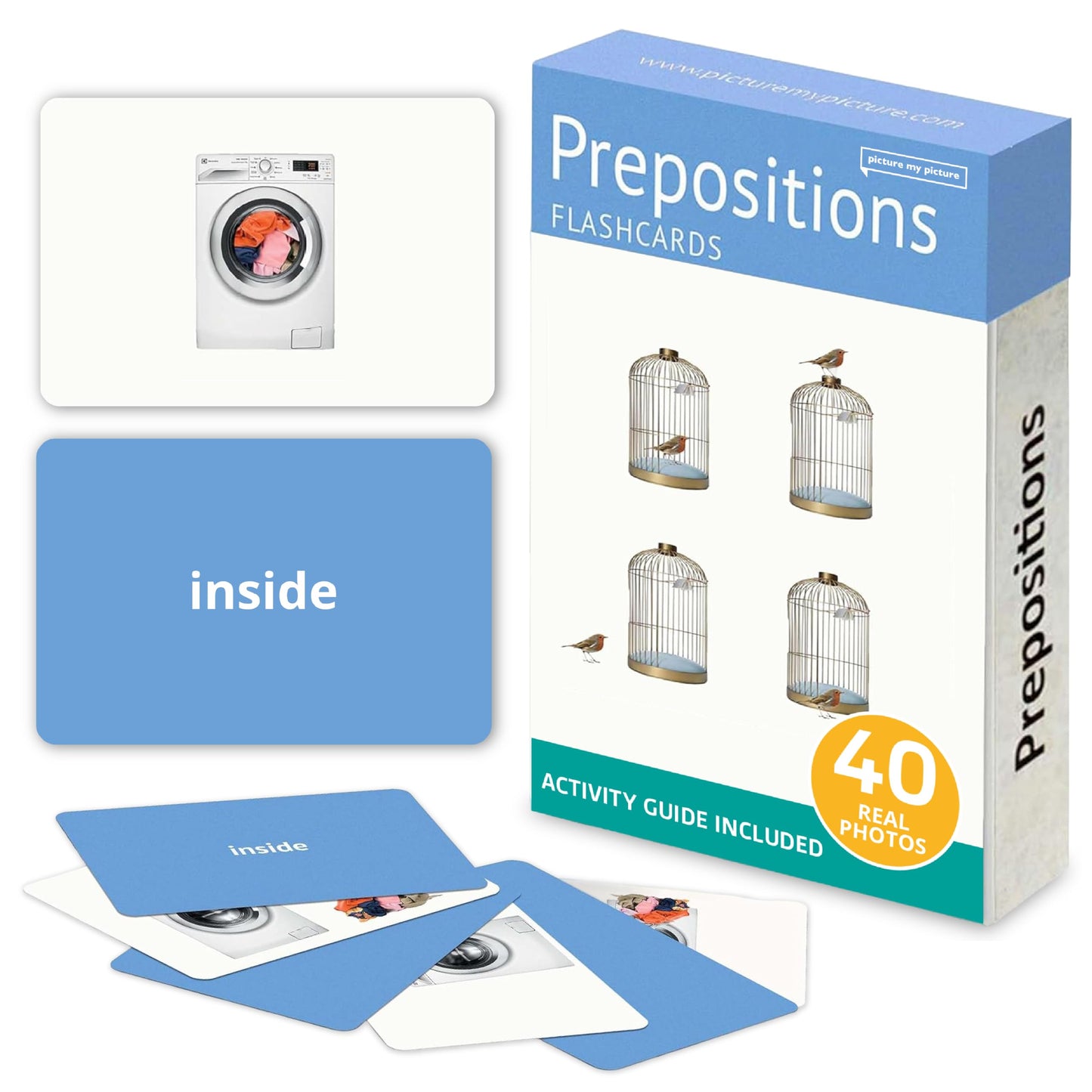 Picture My Picture Prepositions ABA Therapy Cards, 40 Real Photos, Age 3+