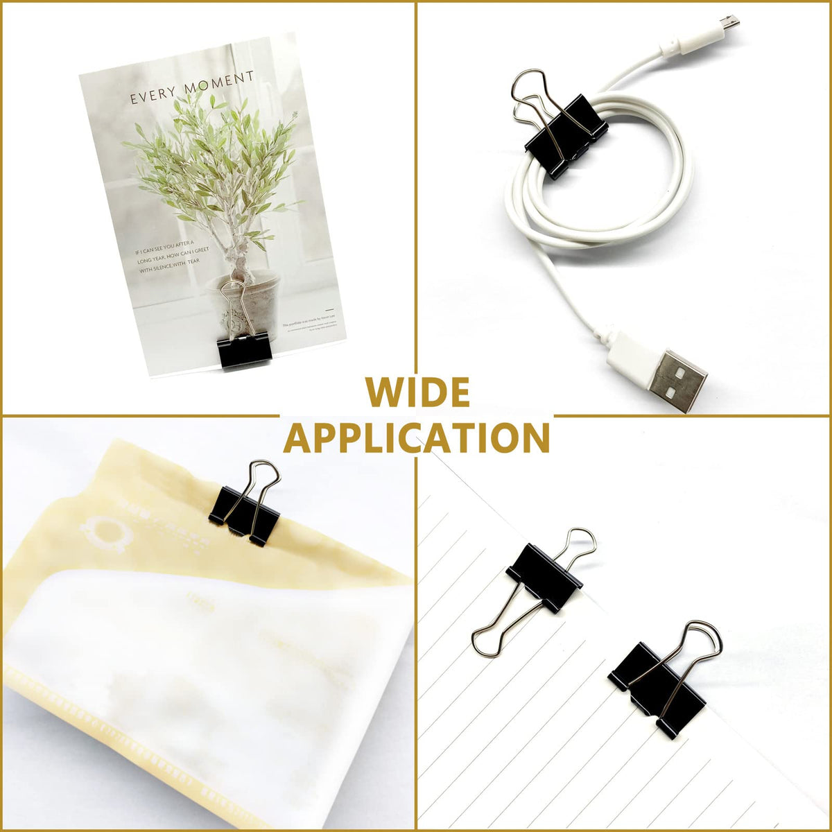 Ykimok 40Pcs Medium Binder Clips, 1.25 inch(32mm), Paper Clamps Medium Size for Office Supplies