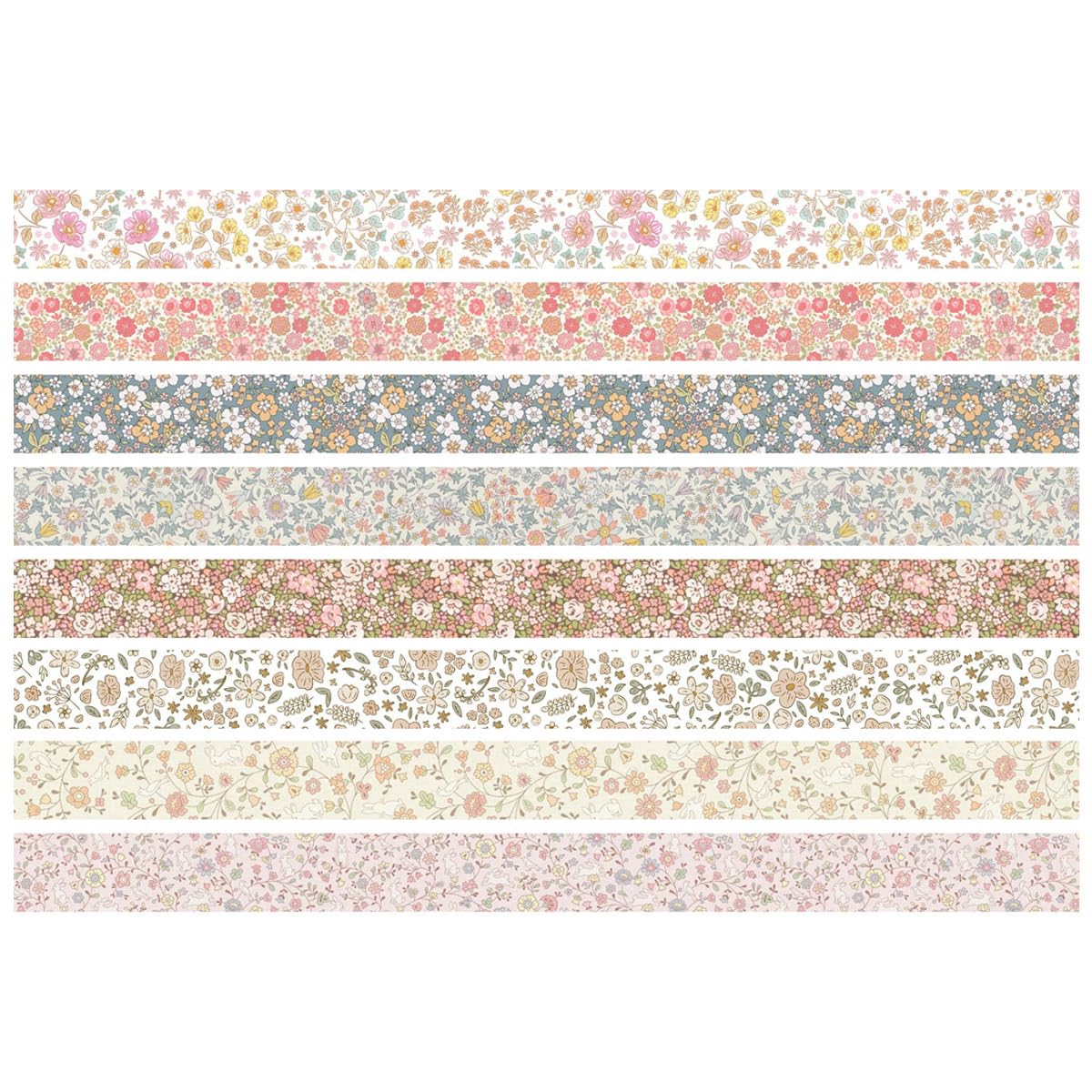 YUBX Vintage Washi Tape Set 8 Rolls Thin Retro Decorative Antique Patterns Masking Tapes for Arts