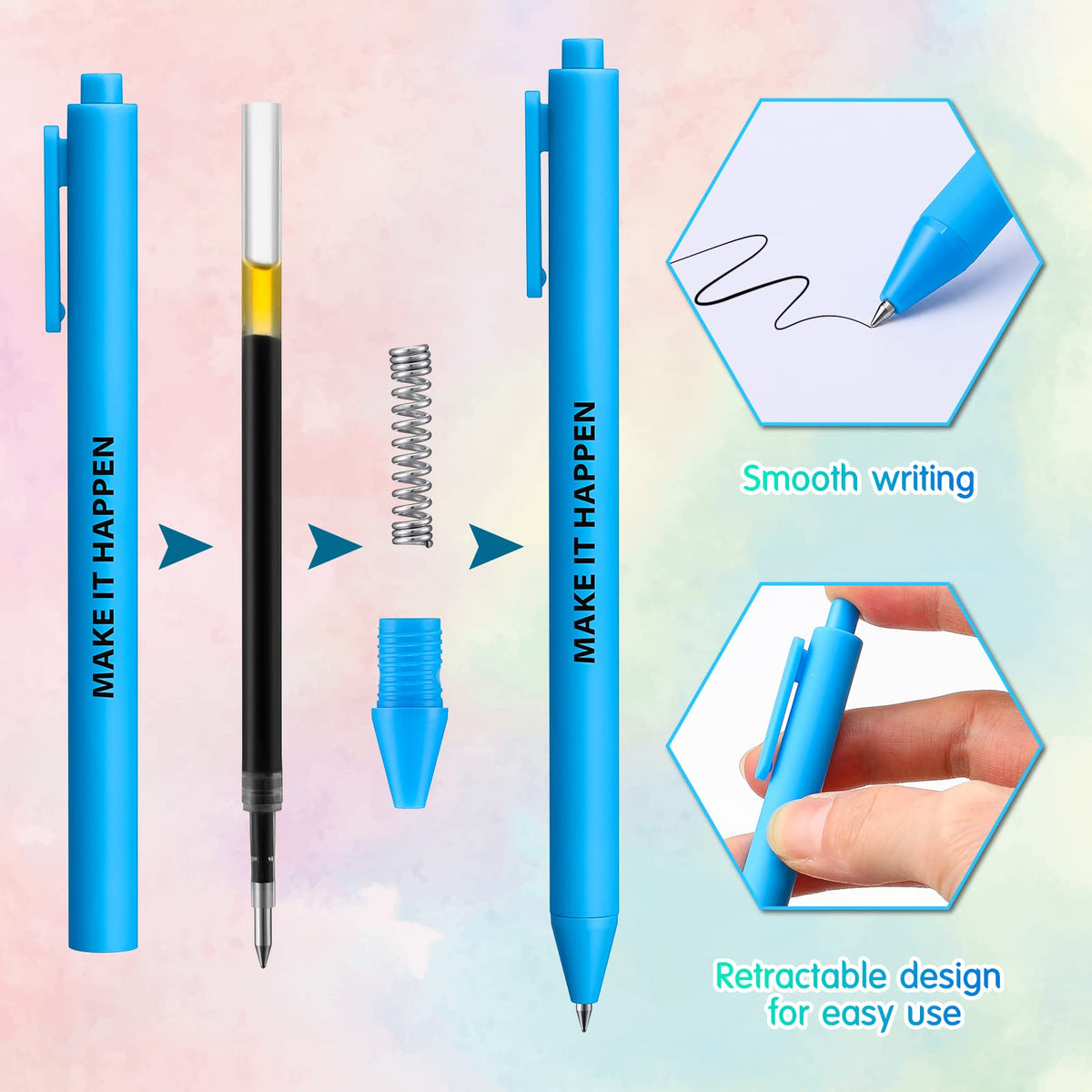 Epakh 50 Pcs Funny Pens Bulk, Inspirational, Macaron Color
