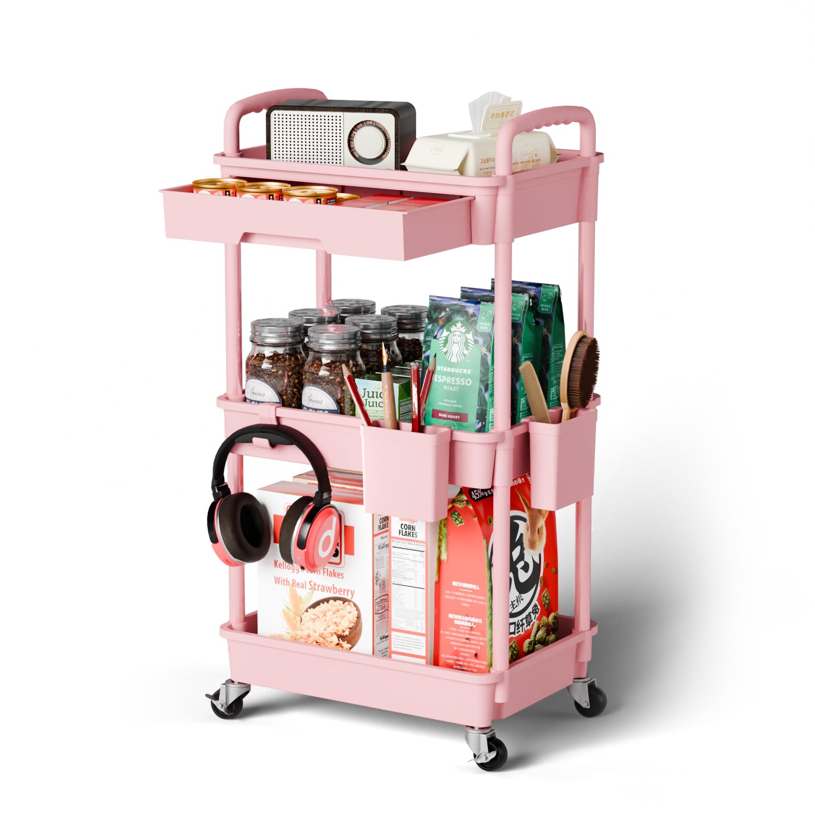 Sorgion 3 Tier Rolling Cart Organizer,Laundry Room Bathroom Organizers and Storage Office Shelves