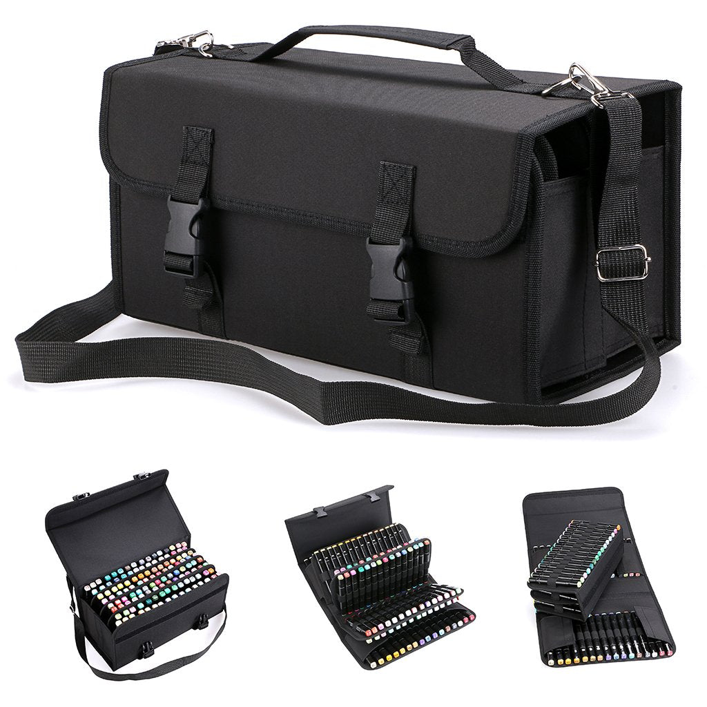 BTSKY New 120 Slots Marker Case Lipstick Organizer-Canvas Markers Holder for for Primascolor