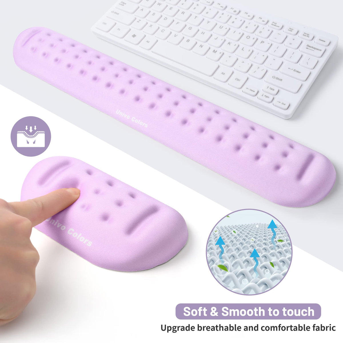 UnivoColors Upgraded Massage Bead Wrist Rest Set for Keyboard and Mouse, Wrist Ergonomic Support