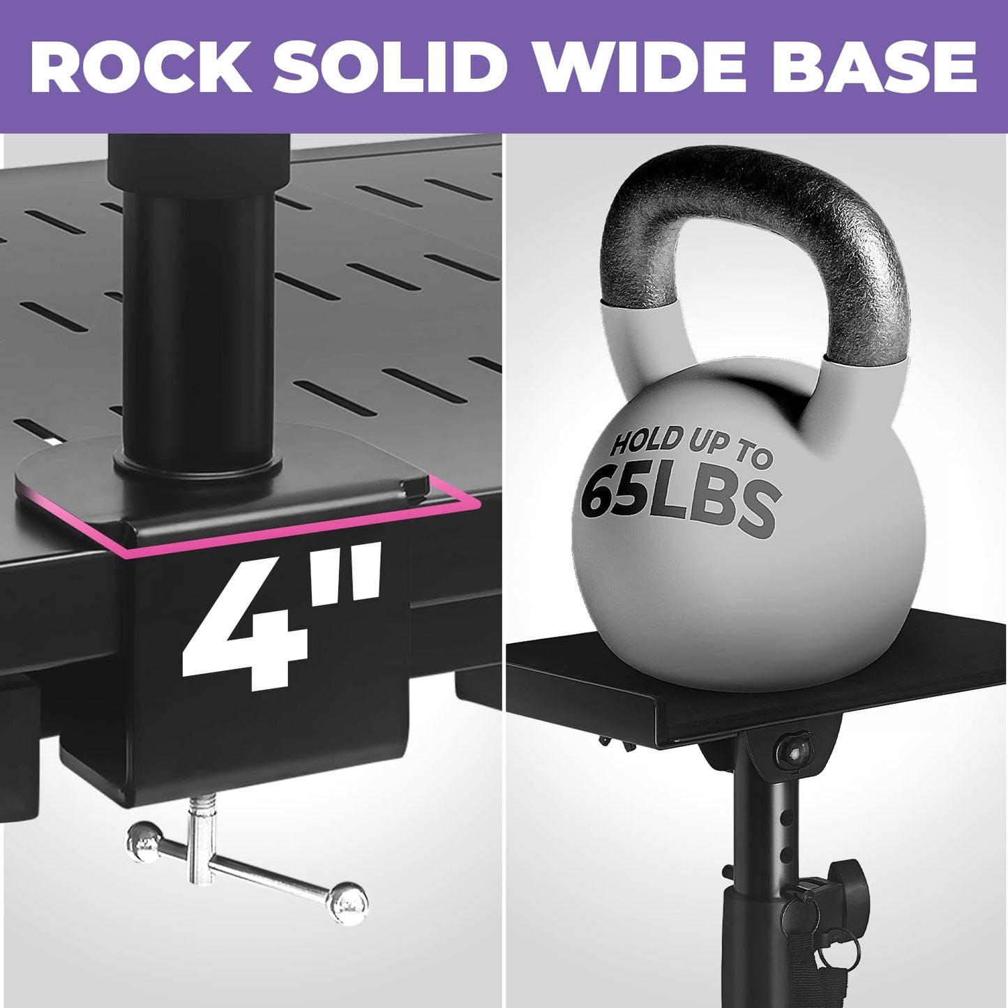 Liquid Stands Laptop Desk Mount for Piano, Keyboard & DJ Workstations - 9x12.5 Adjustable Laptop