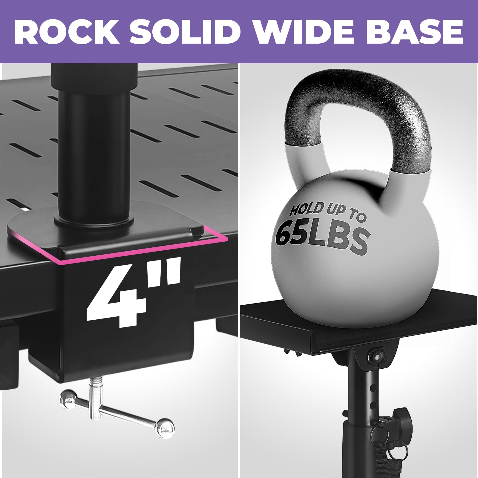 Liquid Stands Laptop Desk Mount for Piano, Keyboard & DJ Workstations - 9x12.5 Adjustable Laptop