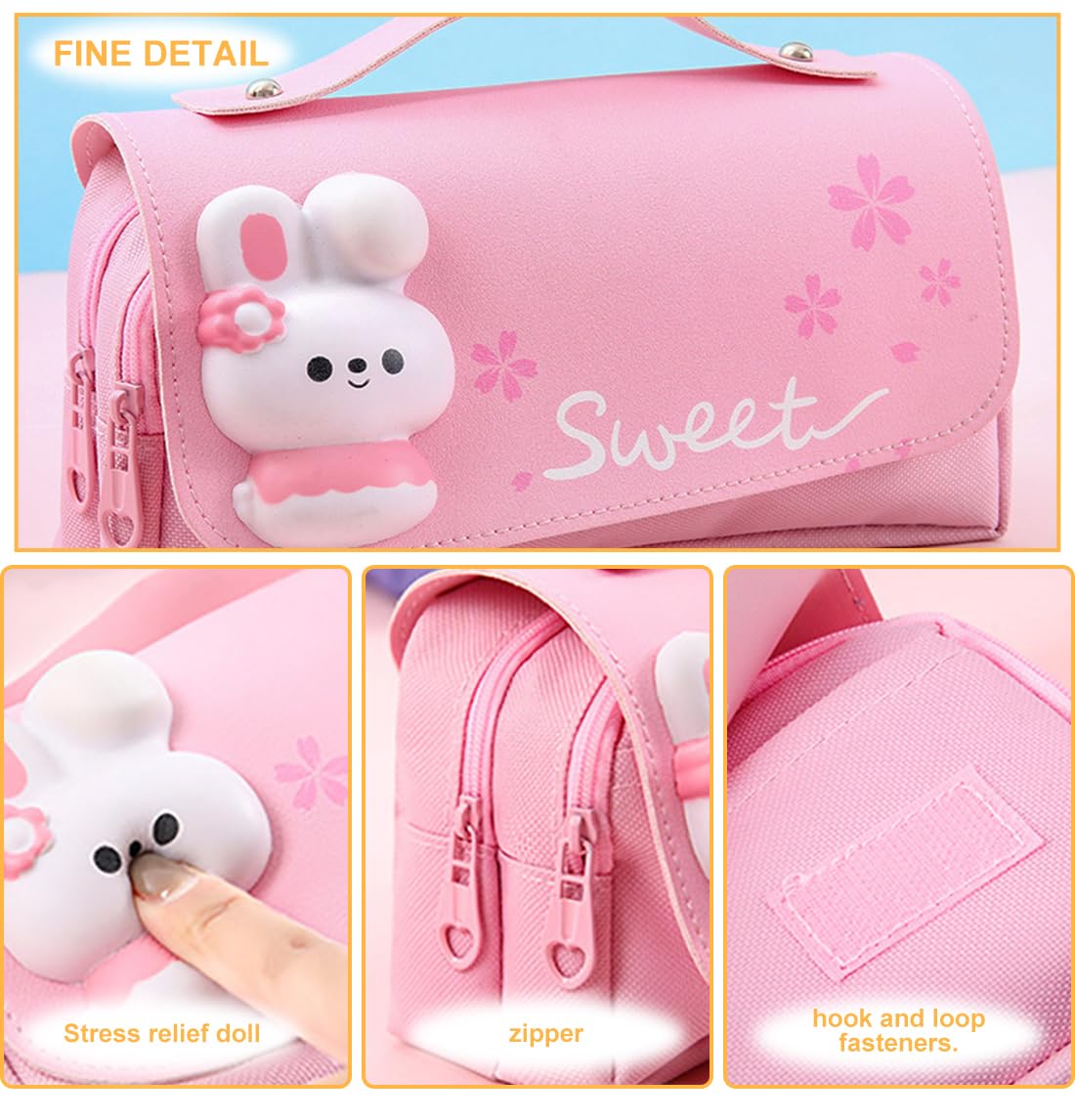 MCWTH Pencil Case for Girls, Kids Large Capacity Cute Pencil Box with Compartments School Organizer