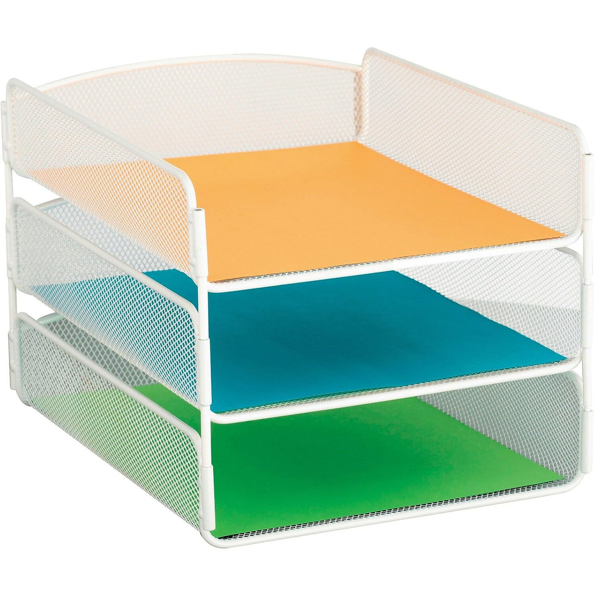 Safco Onyx Desk Organizer, 3 Trays, Office and Classroom Mailbox, Paper and Mail Sorter, Steel