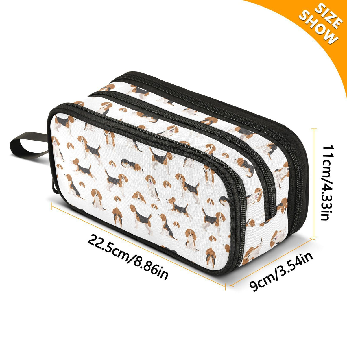 Sletend Pencil Case Beagle Dog 3 Compartments Pencil Pouch