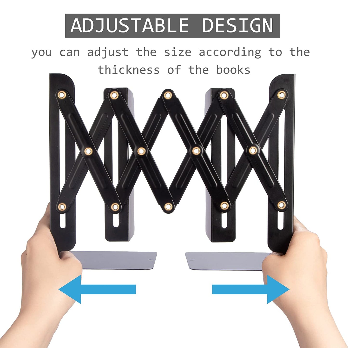 Aobopar Adjustable Book Ends, Metal Bookends for Heavy Books, Desk Book Holder for Shelves, Book
