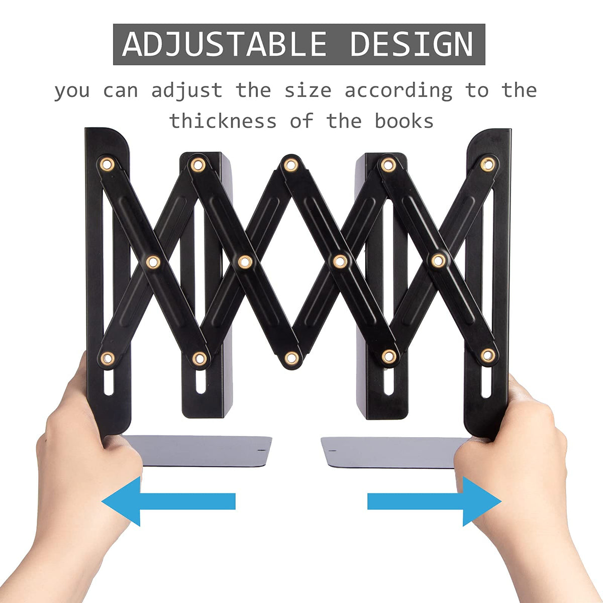 Aobopar Adjustable Book Ends, Metal Bookends for Heavy Books, Desk Book Holder for Shelves, Book