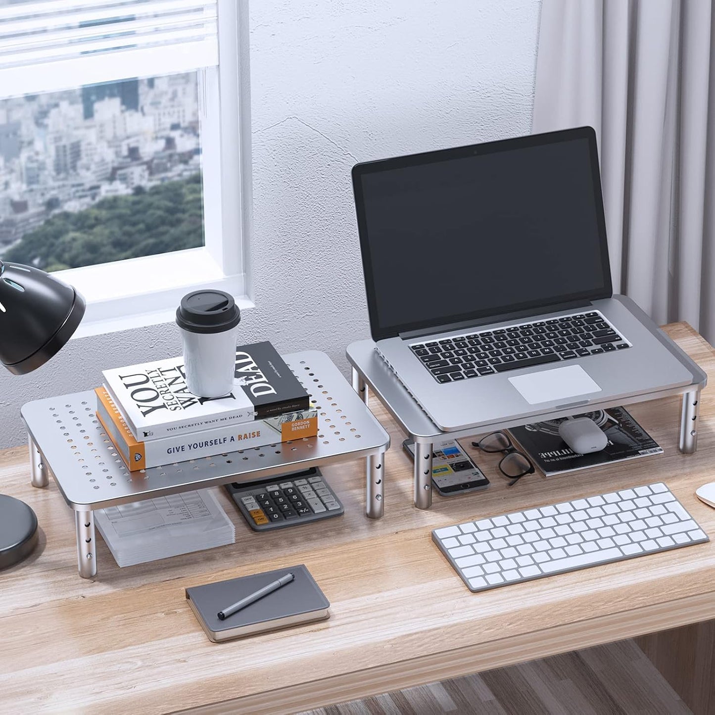HUANUO Monitor Riser - 3 Height Adjustable Stand for Laptop, Computer, iMac, PC, Printer, Desktop